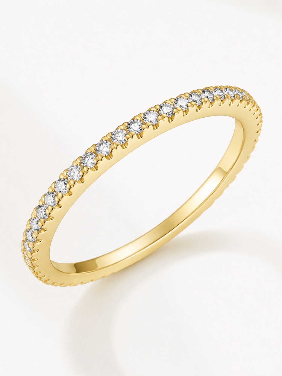 3/$25 Minddha Gold Plated Cz Eternity Stacking Ring Size 7 Approx
